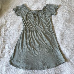 Derek Heart Green Puff Sleeve Off the Shoulder Milkmaid Mini Dress